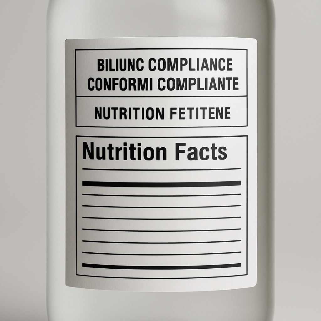 Bilingual compliance label detail